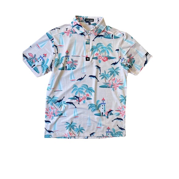 Bad Birdie Other - Bad Birdie Polo Shirt Mens Small Pink‎ Marino Golf Performance Dolphins Stretch